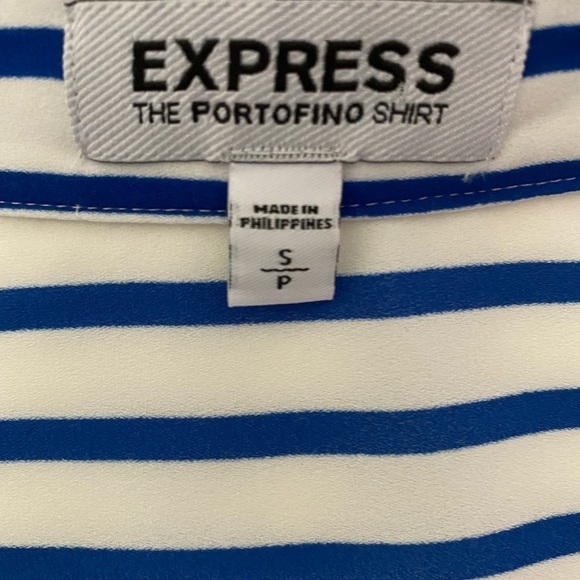 Express royal blue & white striped casual blouse - Picture 7 of 8